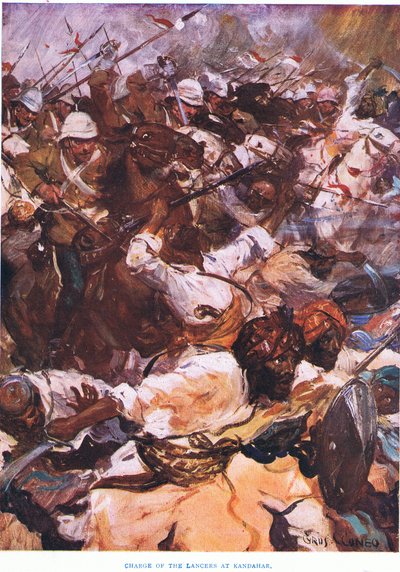 Anklagelsen mot Lancers i Kandahar, 1915 av Cyrus Cuneo