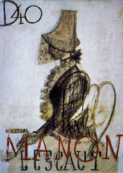Affisch för premiären av operan Manon Lescaut av Czech School