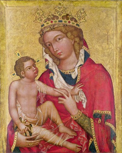 Jungfrun och barnet, ca 1350 (marouflage och tempera på panel) av Czech School