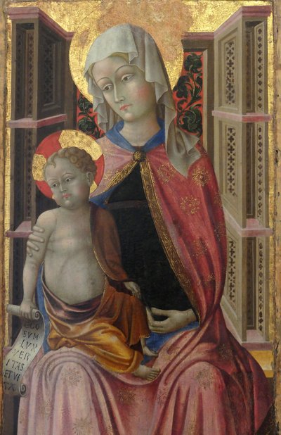 Jungfru Maria med barnet, detalj (målning) av Da Paolo Visso