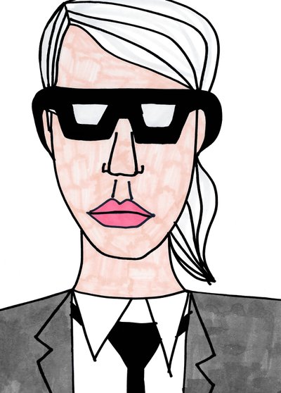 Karl Lagerfeld (tuschpenna på papper) av Daisy de Villeneuve