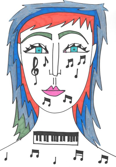 Musik (tuschpenna på papper) av Daisy de Villeneuve