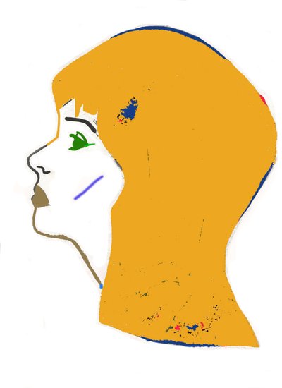 Yellow Head,2017 (tuschpenna på papper) av Daisy de Villeneuve