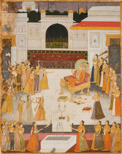 En kvällsföreställning för Maharaja Abhai Singh av Dalchand