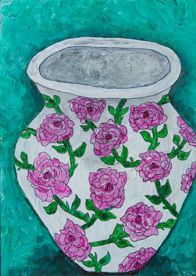 Vase med rosa rosor av Dale Hefer & Family