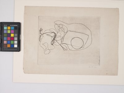 Utan titel, ca 1938 (gravyr på benvitt vävt papper) av Dalla Husband