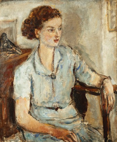Porträtt av en sittande flicka, ca 1925 (olja på duk) av Dame Ethel Walker