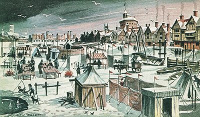 Frostmässa på Themsen (färglitografi) av Dan Escott
