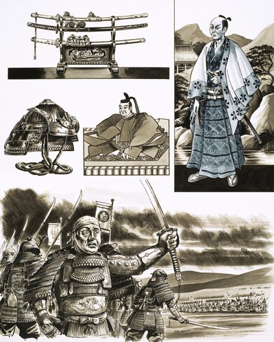 Samurajens yrke är rån och våld (gouache på papper) av Dan Escott