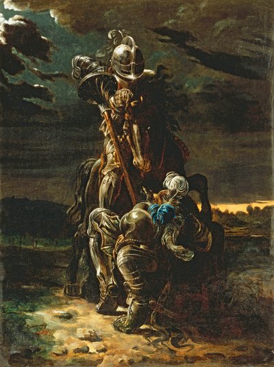 Och i den första karriären sprang de, alfinriddaren föll häst och människa (olja på duk) av Daniel Maclise