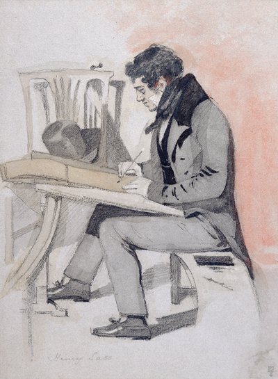 Henry Sass, ca 1830 (svart krita, akvarell och penna och bläck på papper) av Daniel Maclise
