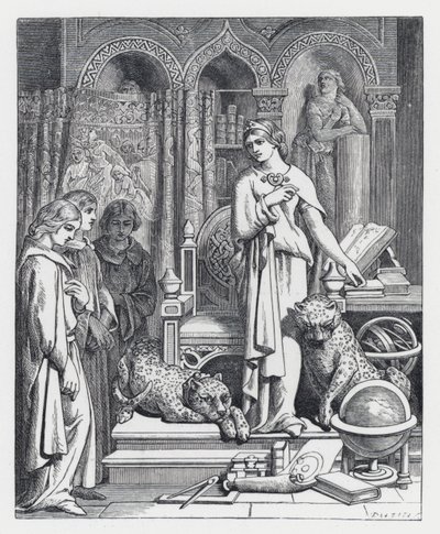 Illustration till Tennysons dikt, The Princess (gravyr) av Daniel (after) Maclise