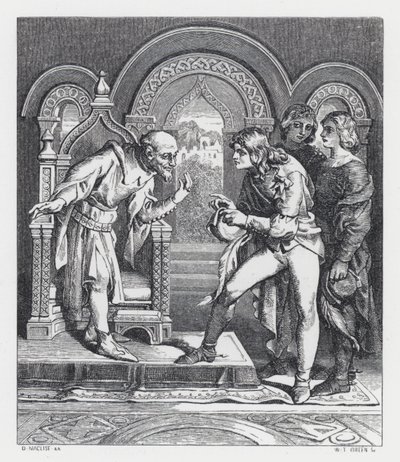 Illustration till Tennysons dikt, The Princess (gravyr) av Daniel (after) Maclise