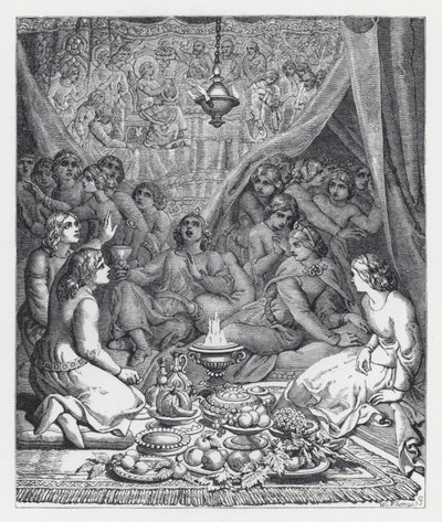 Illustration till Tennysons dikt, The Princess (gravyr) av Daniel (after) Maclise