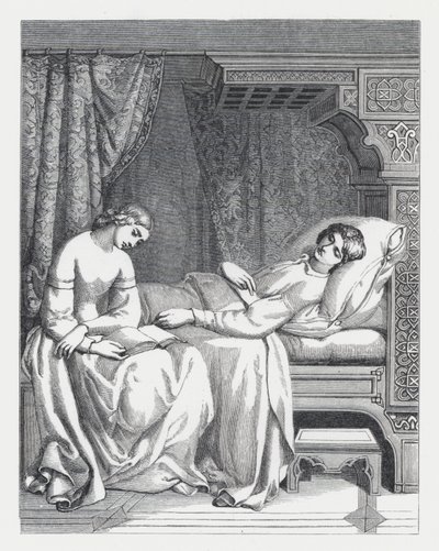 Illustration till Tennysons dikt, Prinsessan (gravyr) av Daniel (after) Maclise