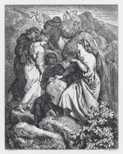 Illustration till Tennysons dikt, Prinsessan (gravyr) av Daniel (after) Maclise