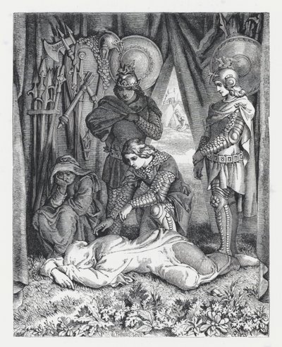 Illustration till Tennysons dikt, Prinsessan (gravyr) av Daniel (after) Maclise