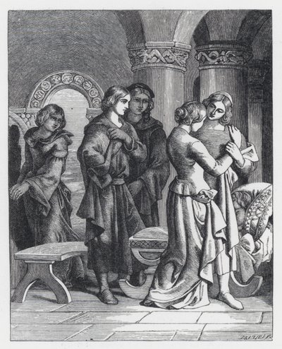 Illustration till Tennysons dikt, Prinsessan (gravyr) av Daniel (after) Maclise