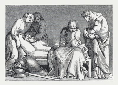Illustration till Tennysons dikt, Prinsessan (gravyr) av Daniel (after) Maclise
