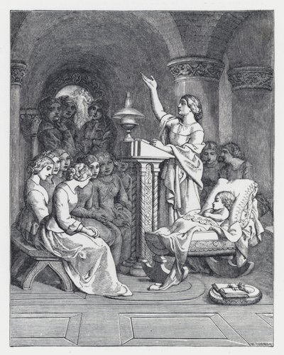 Illustration till Tennysons dikt, Prinsessan (gravyr) av Daniel (after) Maclise