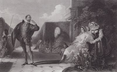 Malvolio, tolfte natten (gravyr) av Daniel (after) Maclise
