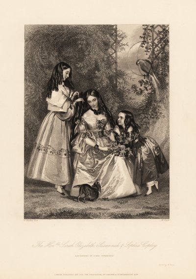 Sarah Elizabeth, Susannah och Sophia Copley, döttrar till John Copley av Daniel (after) Maclise