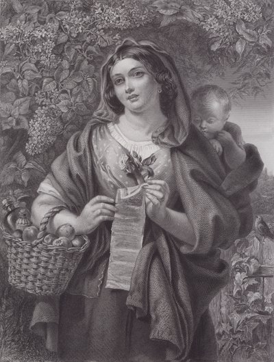 The Ballad Singer (gravyr) av Daniel (after) Maclise