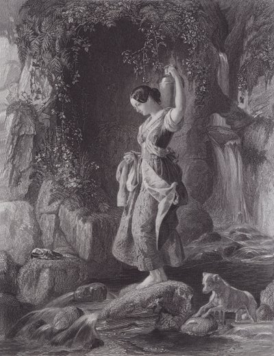 Vattenfallets nymf (gravyr) av Daniel (after) Maclise