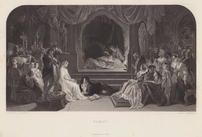 The Play Scene in Hamlet (gravyr) av Daniel (after) Maclise