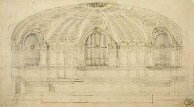 Orchestra Hall, Chicago, Illinois, sektion, 1904. av Daniel Burnham