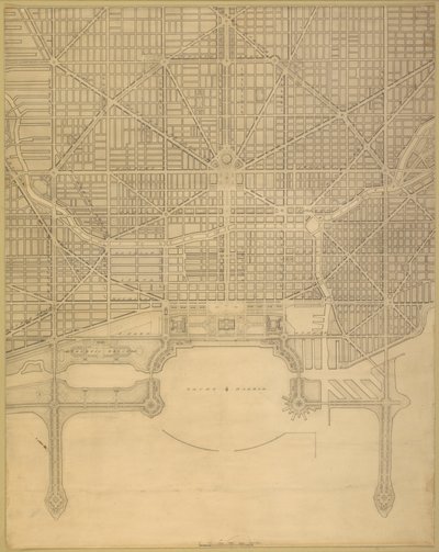 Plåt 110 från The Plan of Chicago, 1909: Chicago. Plan för det kompletta gatusystemet... av Daniel Burnham