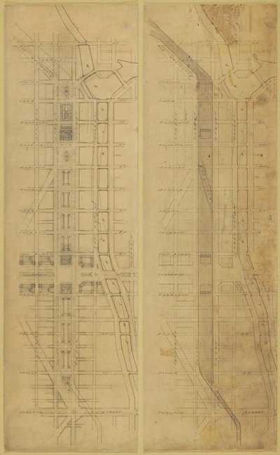 Plåt 78 2 Ritningar från The Plan of Chicago, 1909: Föreslagen plats och arrangemang av... av Daniel Burnham