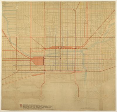 Plåt 80 från The Plan of Chicago, 1909: Chicago. Diagram över stadskärnan, som visar den föreslagna... av Daniel Burnham