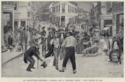 Ett möte mellan en Swell och en "Bowery B