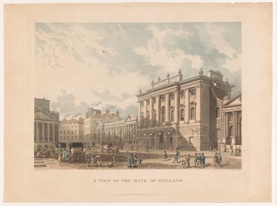 Utsikt över Bank of England, London En vy av Bank of England (titel på objekt) av Daniel Havell