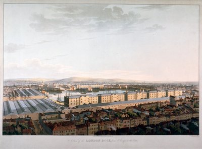 Utsikt över London Docks, 1816 av Daniel Havell