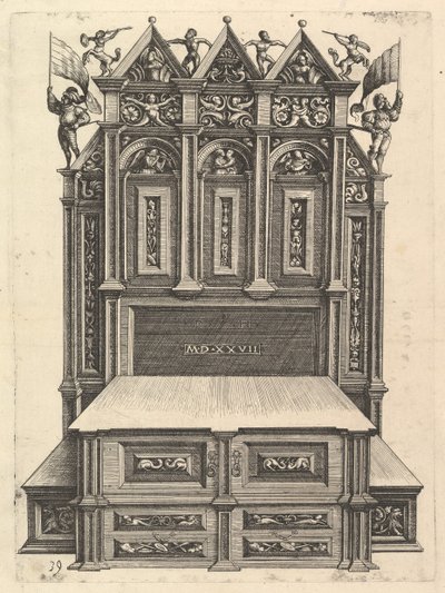 Design för en säng, 1527. av Daniel Hopfer