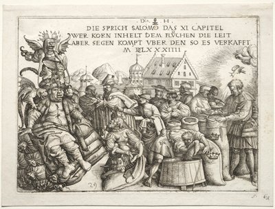 Illustration till ordspråk XI The Hoarders of Grain. av Daniel Hopfer