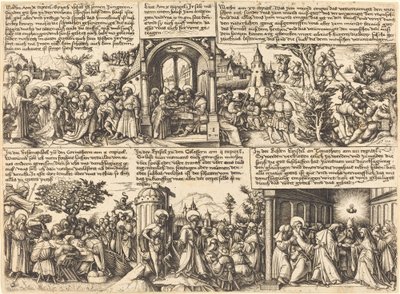 Jesus Kristus ger missionen till apostlarna och andra scener i Nya testamentet av Daniel Hopfer