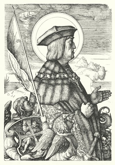 Maximilian I, den helige romerske kejsaren, som St George av Daniel Hopfer