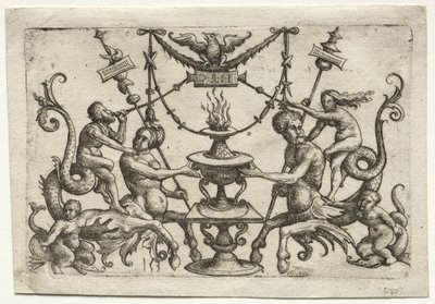 Prydnad med Siren och Triton. av Daniel Hopfer