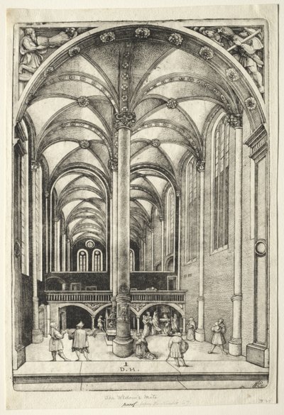 Utsikt i det inre av St. Catherines kyrka i Augsburg av Daniel Hopfer