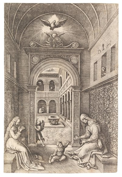 Jungfrun och barnet med Saint Anne, ca. 1500. av Daniel Hopfer the Elder