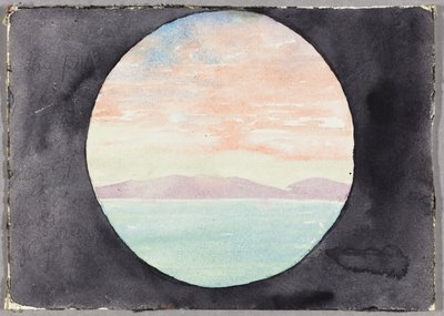Tunisbukten genom hyttventil på ångfartyget Fürst Bismark, Tunisien, Nordafrika, Reseskiss av Daniel Hudson Burnham