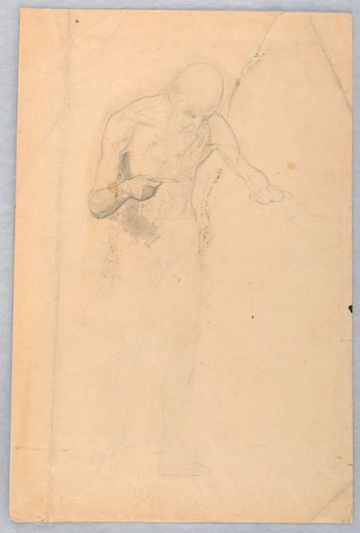 Teckning, Skäggig man stående, 1852 av Daniel Huntington