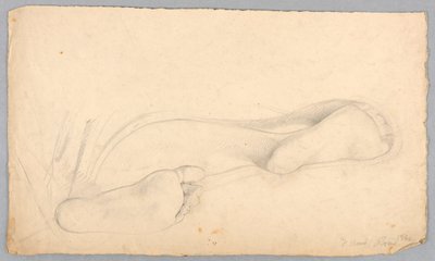 Teckning, undersidan av ett par fötter, 1840 av Daniel Huntington
