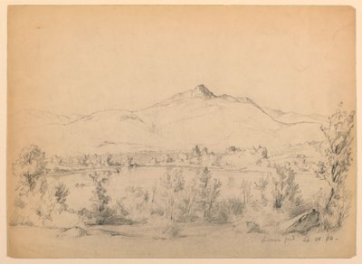 Teckning, Chocorua Pond and Mountain, New Hampshire, 28 september 1854 av Daniel Huntington