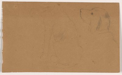Teckning, Dash (en setter), Huvud och kropp, ca 1862 av Daniel Huntington