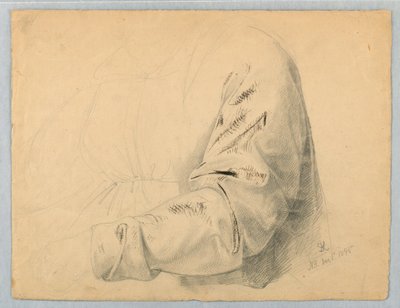 Ritning, Draperistudie av livstycke, 1 december 1845 av Daniel Huntington