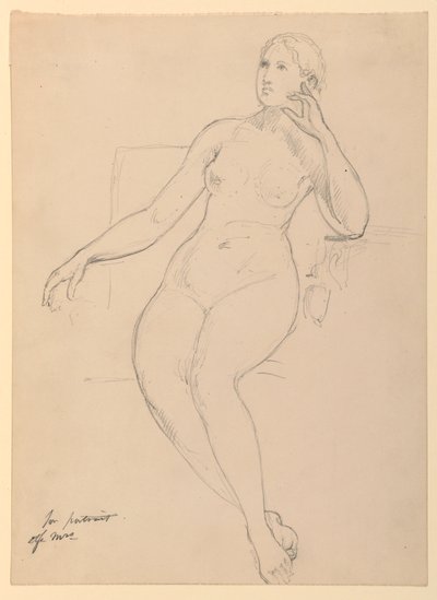 Teckning, Sittande kvinnlig akt, 1870-80 av Daniel Huntington